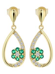 Adeliás Женские серьги - серьги-подвески из серебра 925 пробы с кубическим цирконием в золотой оправе