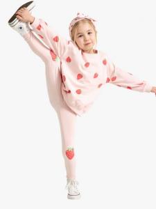 Детские легинсы из хлопковой смеси с принтом клубники Lindex, Light Dusty Pink