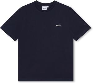 Футболка с коротким рукавом BOSS для мальчиков, темно-синяя, 06Y, логотип на груди