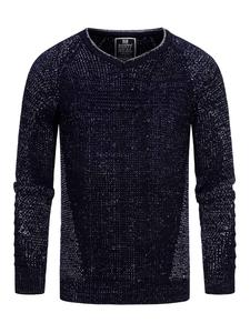 Облегающий свитер крупной вязки с V-образным вырезом темно-синего цвета Rusty Neal