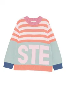 Полосатый вязаный свитер Stella McCartney Kids, оранжевый