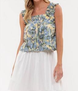 Топ-майка с акварельным принтом Daisy в цвете шалфей мульти Mine and E&M