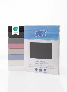 Простыня на резинке джерси 100% хлопок 200 х 200 + 30 см, цвет антрацит KK Shopping