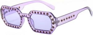Роскошные прямоугольные солнцезащитные очки в стиле панк с бриллиантами, модные солнцезащитные очки для женщин и мужчин, градиентные солнцезащитные очки в стиле ретро с защитой от УФ-излучения UV400 Melrose, Purple