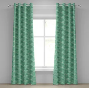 Штора-зонтик ABAKUHAUS с люверсами, тема Дождливая осенняя погода в сентябре, рисунок облаков, сильный дождь, декоративные двухпанельные шторы, 280 см x 175 см, цвет: бледно-зеленый, цвет морской волны Abakuhaus