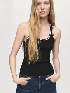 Топ с контрастной отделкой Shadow Contrast Trim Mango, Black