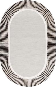 Ковер SAFAVIEH, 183 x 275 см, коллекции Fifth Avenue - овальный, серый и черный, ручной работы из шерсти и вискозы, дизайн с полосатым бордюром, идеально для гостиной, столовой, спальни (FTV107F)