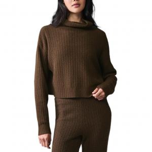Кашемировый плюшевый вафельный водолазный пуловер кашемировый свитер women's Alo Yoga, Coffee/Espresso