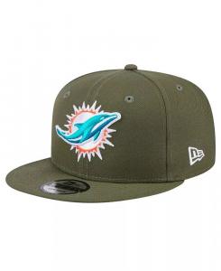 Мужская бейсболка-кепка Olive Miami Dolphins Main 9FIFTY Snapback New Era