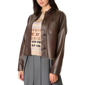 WEEKEND MaxMara Кожаная куртка женская коричневая