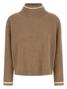 Ребристый свитер с высоким воротом Brunello Cucinelli, коричневый