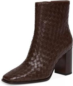 Женские модные ботильоны YDN с острым носком, плетеной отделкой, массивным высоким каблуком и боковой молнией, для вечеринок, свиданий и работы, размеры 4-16 США, Brown