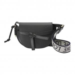 Мини Гейт двойная сумка из мягкой телячьей кожи и жаккарда черный LOEWE