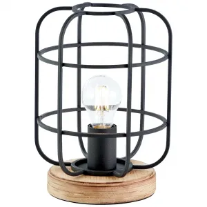 Настольная лампа Gwen E27 1 шт. 26,5 см в высоту, Ø 20 см, E27, металл/дерево, античное дерево/черный корунд Brilliant, Antik holz/schwarz korund