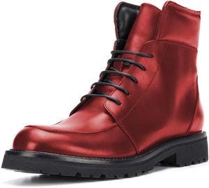 Женские классические ботинки YDN с круглым носком, грубой подошвой и шнуровкой, модные ботильоны с низким толстым каблуком, Red