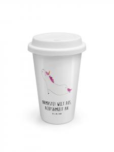 Mr. & Mrs. Panda Кофейная кружка «Единорог, йога» с надписью, белая