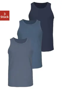 Майка H.I.S "майка мужская" (упаковка, 3 шт.), с круглым вырезом, хлопок, синий