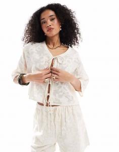 Укороченная блузка цвета слоновой кости с вышивкой Native Youth