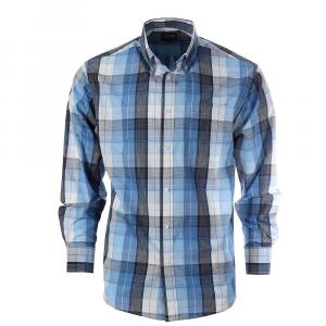 Мужская рубашка в клетку с длинным рукавом Gioberti, цвет Blue Striped Band