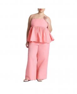 Женские хлопковые брюки больших размеров с широкими штанинами ELOQUII, Pink punch