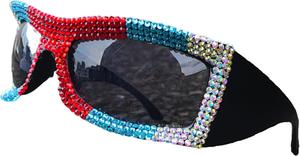 Женские солнцезащитные очки Melrose Punk с кристаллами, увеличенного размера, для активного отдыха, верховой езды, с защитой UV400, для катания на лыжах и велосипеде, Colorful