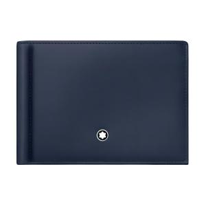 MONTBLANC Кожаный кошелек Meisterstuck с клипом мужской морской синий