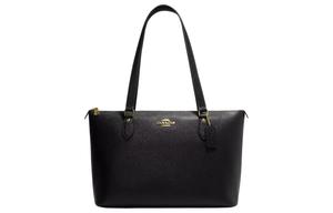 Сумка-тоут Coach Gallery Cross Grain из кожи, шоппер, через плечо, женская, черная