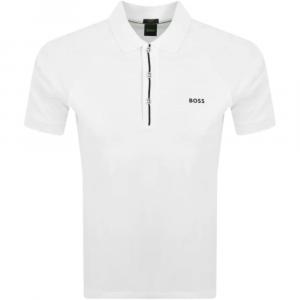 Мужская рубашка-поло Hugo Boss Paddy 2 с коротким рукавом и полосками, белая