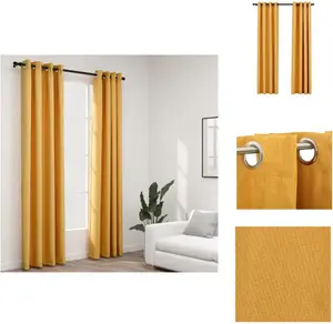 Плотные шторы с люверсами, под лен, 2 шт., желтые, 140 x 245 см - Шторы и портьеры vidaXL