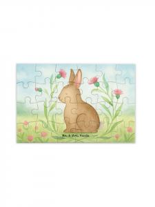 Mr. & Mrs. Panda Рисунок сидящего кролика-головоломки, без надписей, белого цвета