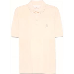Детализированная поло с коротким рукавом Logo Brunello Cucinelli, светло-оранжевый