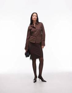 Юбка миди в стиле 90-х с атласной кружевной отделкой шоколадного цвета от ASOS DESIGN