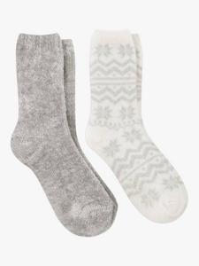 Женские носки для кровати FairIsle и Chenille totes, Grey/Fair Isle, Twin Pack