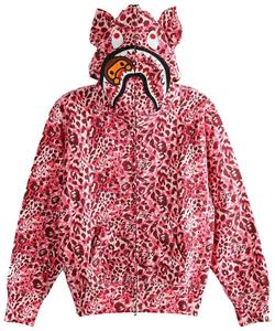 Худи BAPE Wild Leopard Pattern Milo Shark на молнии, розовый