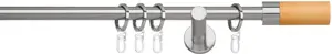 Карниз indeko "Сигара", 1 направляющая, фиксированного размера, полный комплект, включая кольца и крепежный материал 160 см, Ø16мм, цвет edelstahlfarben/silberfarben