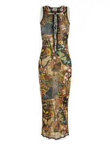 Платье миди с принтом бабочек Jean Paul Gaultier, желтый