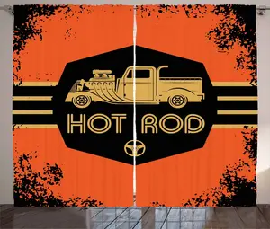 Шторы ABAKUHAUS в стиле ретро, в стиле гранж, универсальные ленточные шторы для гостиной с петлями и крючками, 280 x 225 см, песочно-коричневый, оранжево-черный Abakuhaus