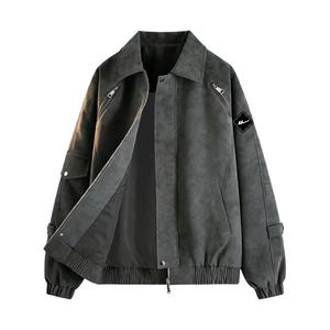 Куртка Unisex Lapel Moderate Others WARRIOR, темно-серый (diy badge)