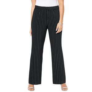 Женские брюки правильного кроя больших размеровCatherines (умеренно пышные), цвет Black White Pinstripe