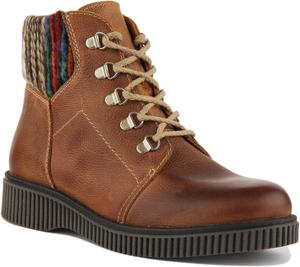 JUSTINREESS ENGLAND Женские носочные ботильоны Grace с теплым воротником и кружевной шнуровкой, Brown