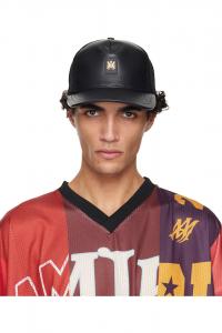 Кожаная кепка дальнобойщика с нашивкой Ma Amiri, черный