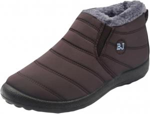 Зимние снежные ботинки для женщин и мужчин, теплые с меховой подкладкой, ботильоны до щиколотки, противоскользящие, для дома, уличные, без шнурков, водонепроницаемые, кроссовки с антискользящей подошвой Kvotuu, Coffee