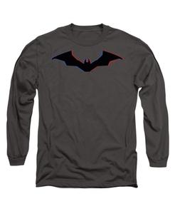 Мужская футболка с длинным рукавом Трехцветный силуэт летучей мыши Batman, Charcoal