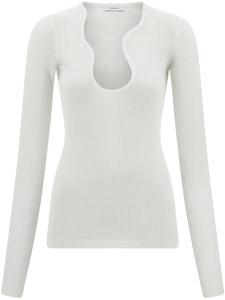 Свитер Ferragamo с волнистым вырезом, белый