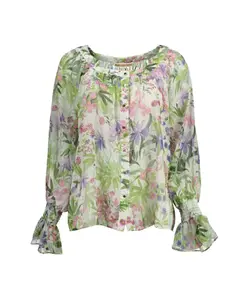 Зеленая рубашка из полиэстера с широким вырезом горловины Kocca, мультиколор