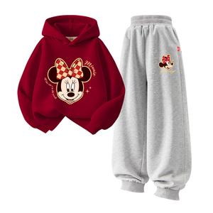 Детская повседневная спортивная одежда Disney, [thickened and fleece-lined]dinner star бордовый+celebration nini серый