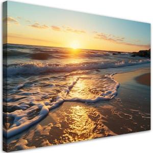 Картина арт-принт KUNSTLOFT Sunset on Waves, 60x40x4 см, оранжевый