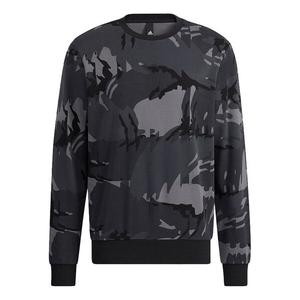 Толстовка Men's adidas Fi Aop Camo Swt Camouflage Sports Round Neck Pullover Dark Grey, серый