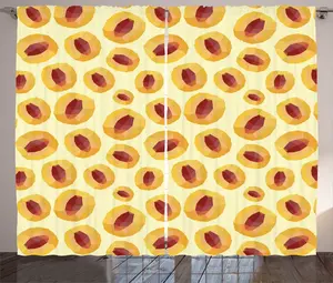 Низкополигональная штора ABAKUHAUS в деревенском стиле, многоугольные персиковые с косточками, универсальные ленточные шторы для гостиной с петлями и крючками, 280 x 225 см, кремово-абрикосовый и бледно-бордовый