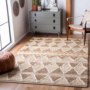 Ковер SAFAVIEH, 183 x 275 см, Natural Fiber Collection, Brown & Beige, ручной работы бохо марокканский племенной джут, идеально для помещений с высокой проходимостью в гостиной, спальне (NF958T)